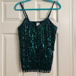 No Boundaries Teal Sequin V-Neck Top